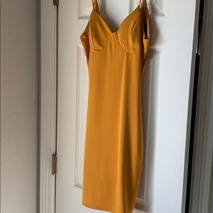 Gold silk dress